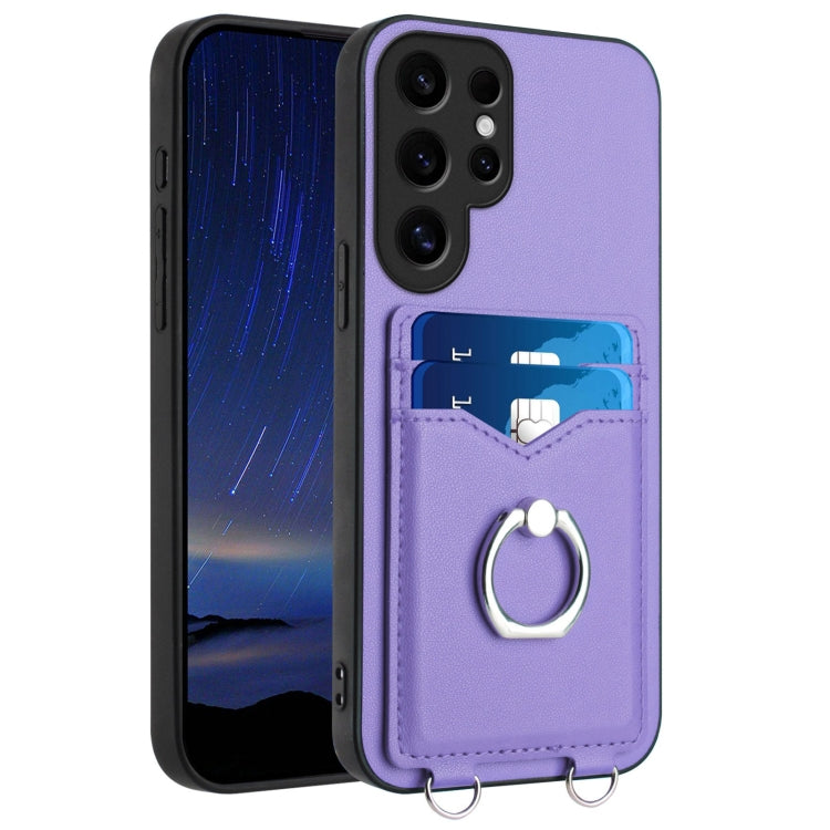 R20 Ring Card Holder Phone Case, For Samsung Galaxy M55 / C55 5G, For Samsung Galaxy F15 / M15, For Samsung Galaxy Xcover7, For Samsung Galaxy A55 5G, For Samsung Galaxy A35, For Samsung Galaxy S24 Ultra 5G, For Samsung Galaxy S24+ 5G                  ...