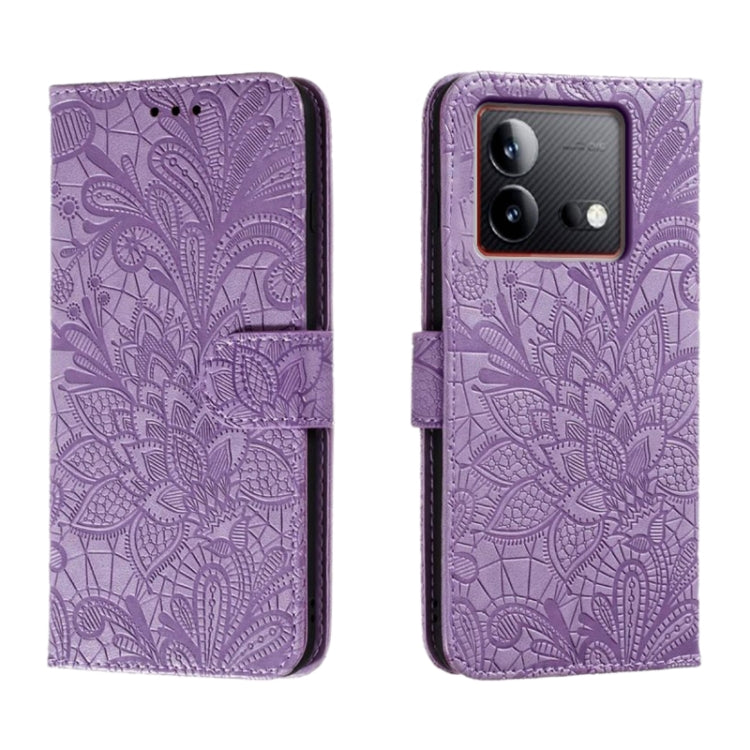 Lace Flower Embossing Flip Leather Phone Case, For vivo Y200 5G, For vivo Y17S, For vivo V29E, For vivo Y35M+, For vivo S17, For vivo S17E, For vivo iQOO Neo8, For vivo Y78