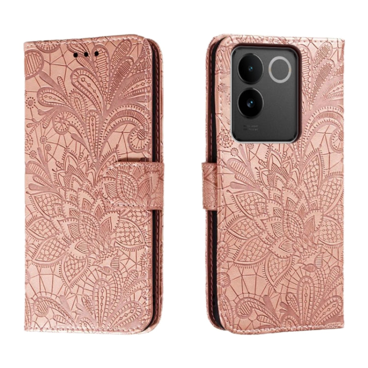 Lace Flower Embossing Flip Leather Phone Case, For vivo Y200 5G, For vivo Y17S, For vivo V29E, For vivo Y35M+, For vivo S17, For vivo S17E, For vivo iQOO Neo8, For vivo Y78
