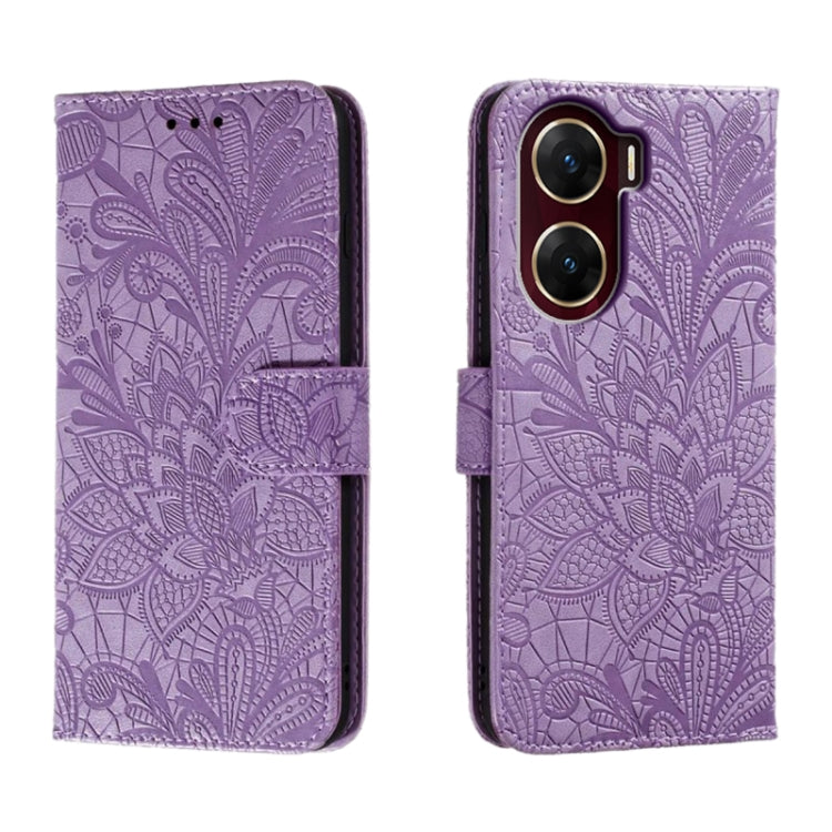 Lace Flower Embossing Flip Leather Phone Case, For vivo Y200 5G, For vivo Y17S, For vivo V29E, For vivo Y35M+, For vivo S17, For vivo S17E, For vivo iQOO Neo8, For vivo Y78