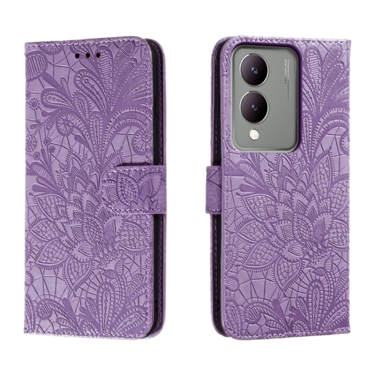 Lace Flower Embossing Flip Leather Phone Case, For vivo Y200 5G, For vivo Y17S, For vivo V29E, For vivo Y35M+, For vivo S17, For vivo S17E, For vivo iQOO Neo8, For vivo Y78