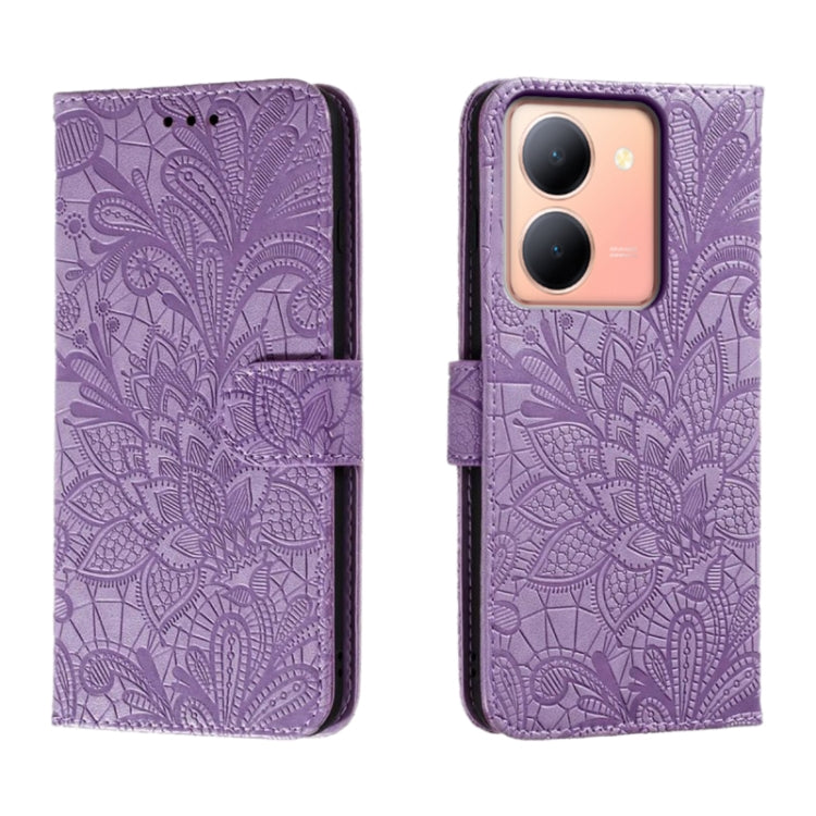 Lace Flower Embossing Flip Leather Phone Case, For vivo Y200 5G, For vivo Y17S, For vivo V29E, For vivo Y35M+, For vivo S17, For vivo S17E, For vivo iQOO Neo8, For vivo Y78