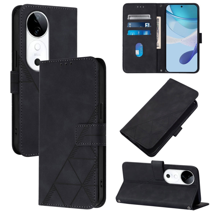 Crossbody 3D Embossed Flip Leather Phone Case, For vivo S19, For vivo Y28 4G, For vivo X100 Pro, For vivo X100