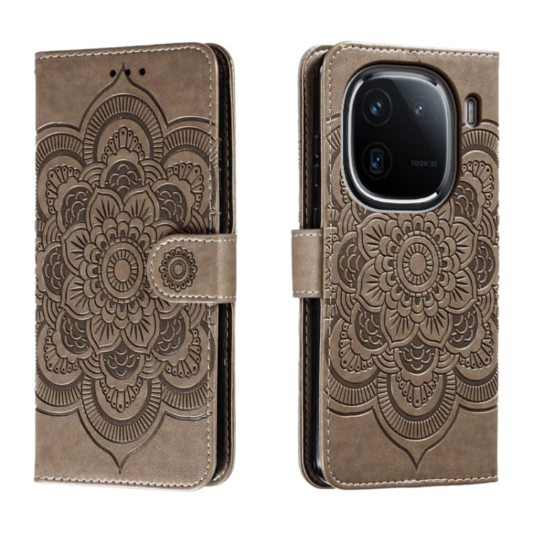 Sun Mandala Embossing Pattern Phone Leather Case, For vivo iQOO 12 Pro, For vivo iQOO 12, For vivo Y200 5G, For vivo Y17S, For vivo V29e, For vivo Y35M+