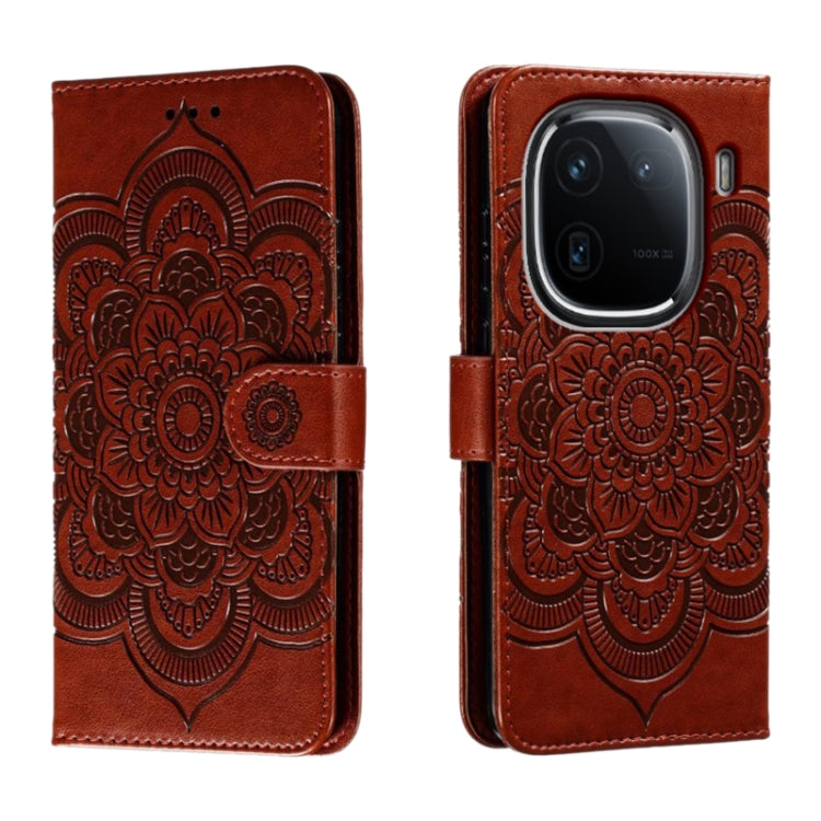 Sun Mandala Embossing Pattern Phone Leather Case, For vivo iQOO 12 Pro, For vivo iQOO 12, For vivo Y200 5G, For vivo Y17S, For vivo V29e, For vivo Y35M+