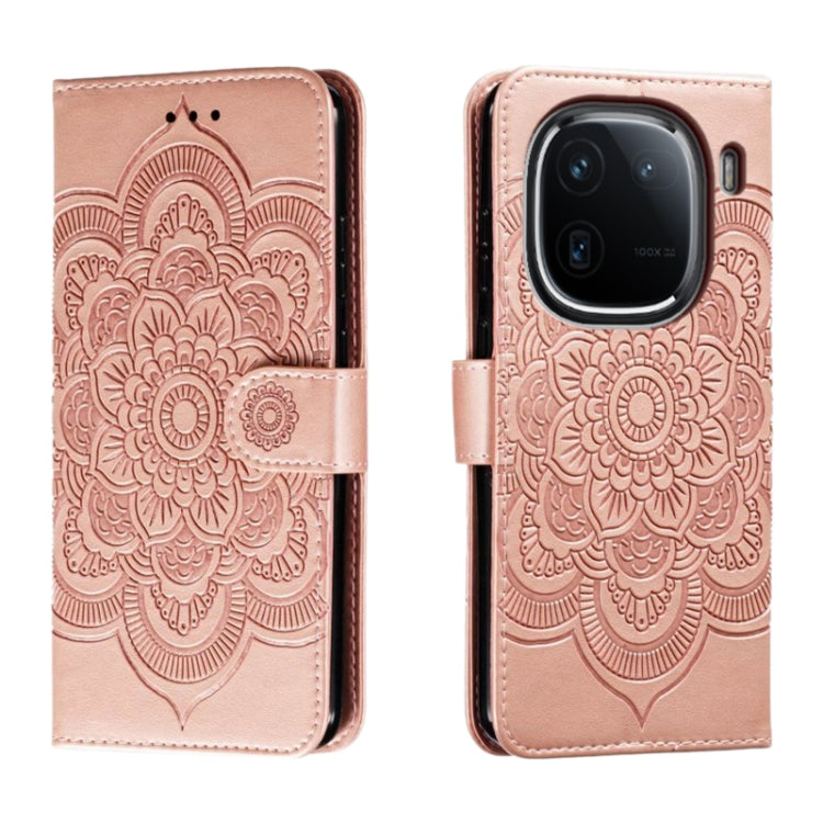 Sun Mandala Embossing Pattern Phone Leather Case, For vivo iQOO 12 Pro, For vivo iQOO 12, For vivo Y200 5G, For vivo Y17S, For vivo V29e, For vivo Y35M+