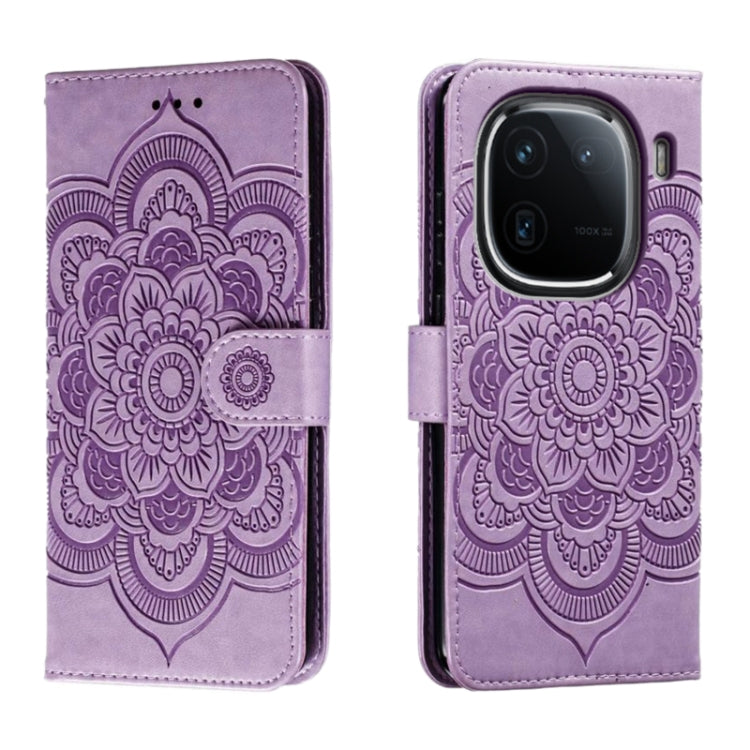 Sun Mandala Embossing Pattern Phone Leather Case, For vivo iQOO 12 Pro, For vivo iQOO 12, For vivo Y200 5G, For vivo Y17S, For vivo V29e, For vivo Y35M+