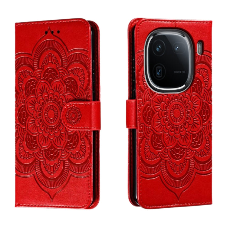 Sun Mandala Embossing Pattern Phone Leather Case, For vivo iQOO 12 Pro, For vivo iQOO 12, For vivo Y200 5G, For vivo Y17S, For vivo V29e, For vivo Y35M+