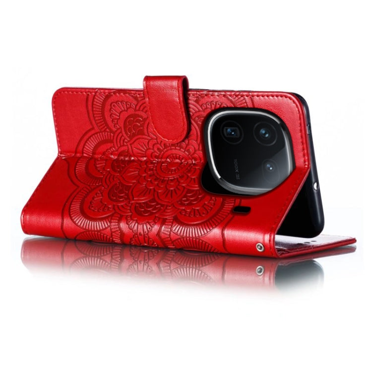 Sun Mandala Embossing Pattern Phone Leather Case, For vivo iQOO 12 Pro, For vivo iQOO 12, For vivo Y200 5G, For vivo Y17S, For vivo V29e, For vivo Y35M+