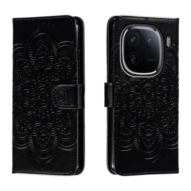 Sun Mandala Embossing Pattern Phone Leather Case, For vivo iQOO 12 Pro, For vivo iQOO 12, For vivo Y200 5G, For vivo Y17S, For vivo V29e, For vivo Y35M+