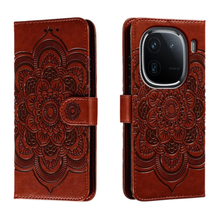Sun Mandala Embossing Pattern Phone Leather Case, For vivo iQOO 12 Pro, For vivo iQOO 12, For vivo Y200 5G, For vivo Y17S, For vivo V29e, For vivo Y35M+