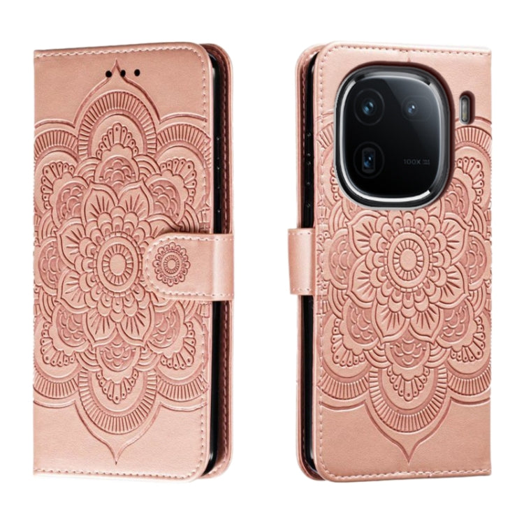 Sun Mandala Embossing Pattern Phone Leather Case, For vivo iQOO 12 Pro, For vivo iQOO 12, For vivo Y200 5G, For vivo Y17S, For vivo V29e, For vivo Y35M+