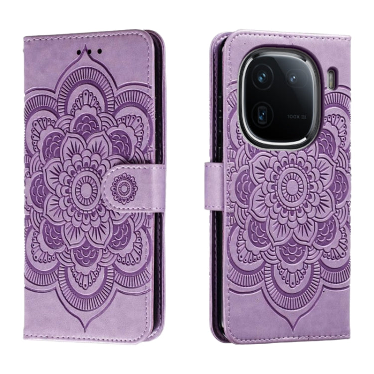 Sun Mandala Embossing Pattern Phone Leather Case, For vivo iQOO 12 Pro, For vivo iQOO 12, For vivo Y200 5G, For vivo Y17S, For vivo V29e, For vivo Y35M+