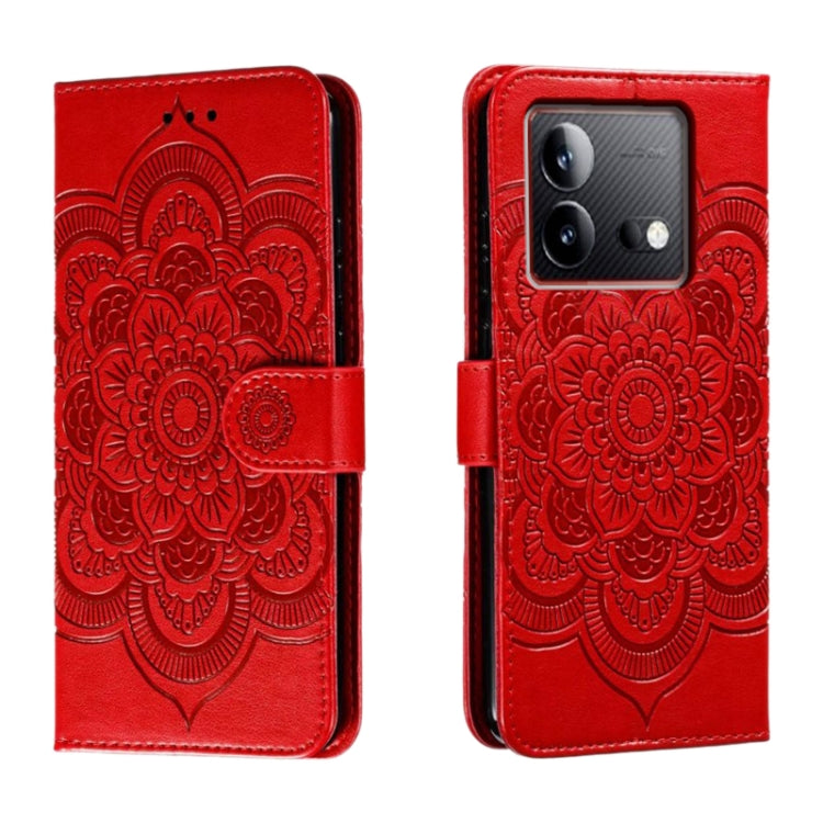 Sun Mandala Embossing Pattern Phone Leather Case, For vivo S17, For vivo S17e, For vivo iQOO Neo8, For vivo Y78, For vivo Y100 5G