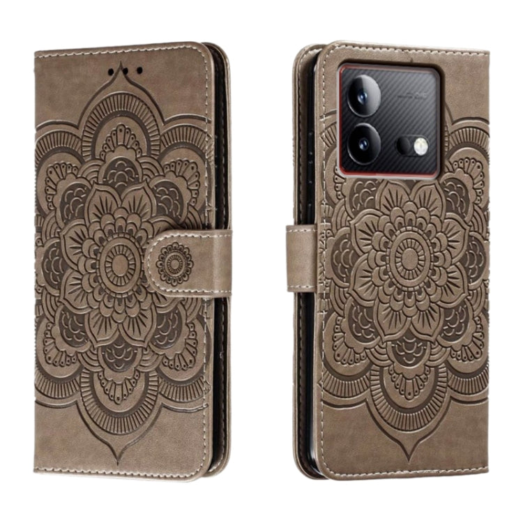Sun Mandala Embossing Pattern Phone Leather Case, For vivo S17, For vivo S17e, For vivo iQOO Neo8, For vivo Y78, For vivo Y100 5G