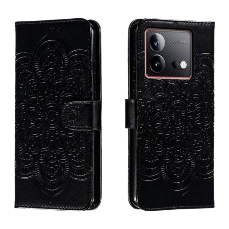 Sun Mandala Embossing Pattern Phone Leather Case, For vivo S17, For vivo S17e, For vivo iQOO Neo8, For vivo Y78, For vivo Y100 5G