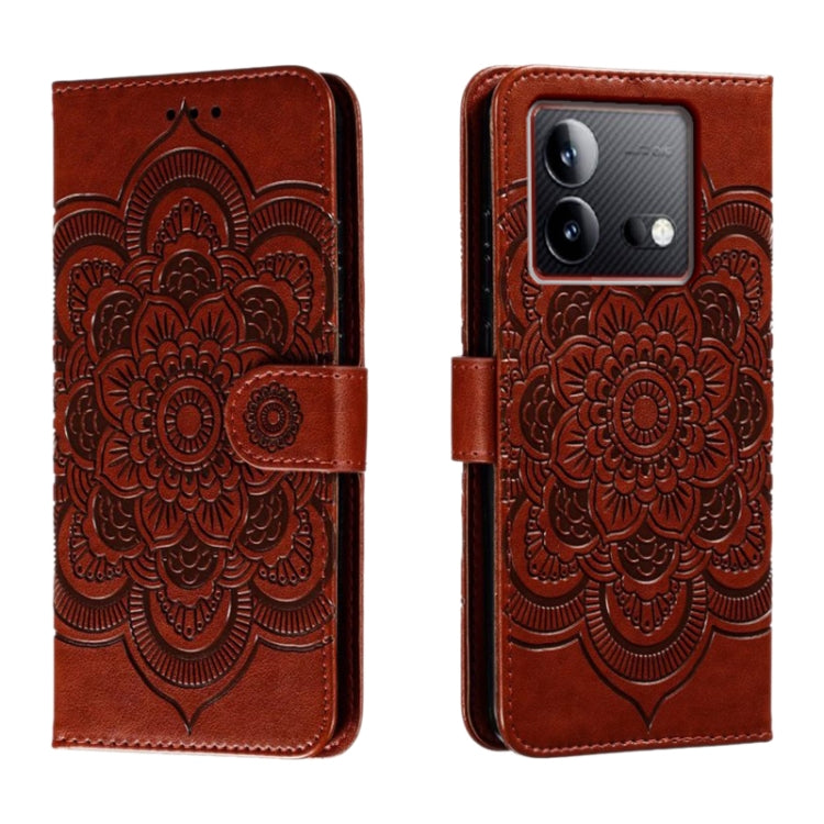 Sun Mandala Embossing Pattern Phone Leather Case, For vivo S17, For vivo S17e, For vivo iQOO Neo8, For vivo Y78, For vivo Y100 5G