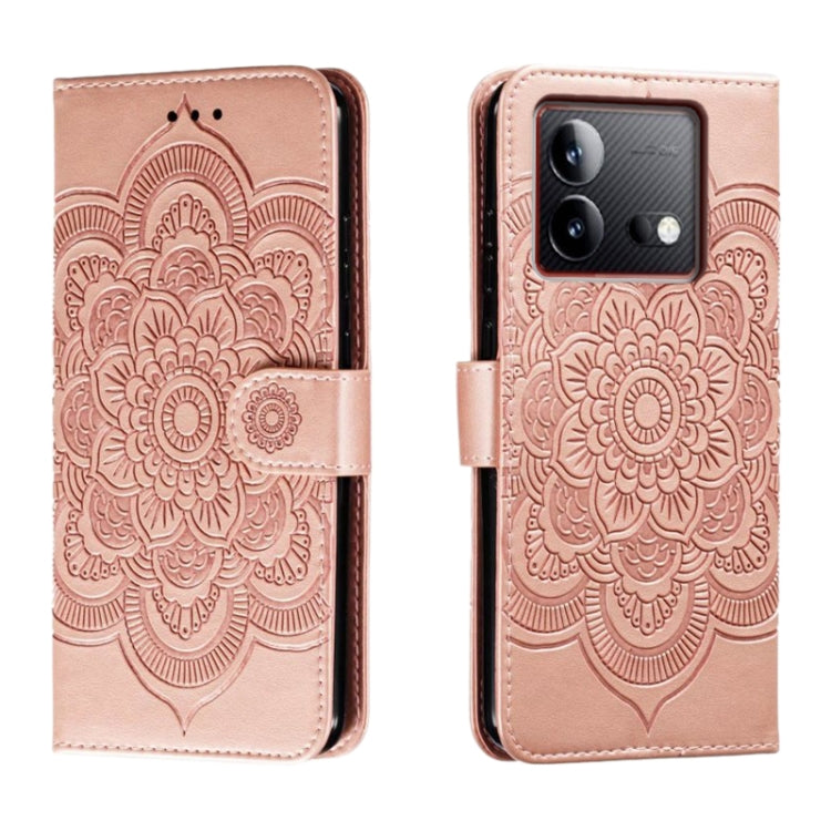 Sun Mandala Embossing Pattern Phone Leather Case, For vivo S17, For vivo S17e, For vivo iQOO Neo8, For vivo Y78, For vivo Y100 5G
