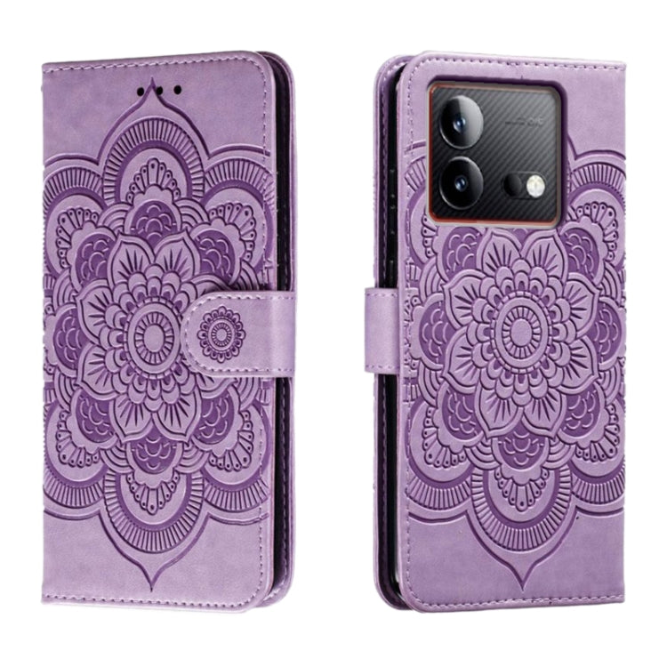Sun Mandala Embossing Pattern Phone Leather Case, For vivo S17, For vivo S17e, For vivo iQOO Neo8, For vivo Y78, For vivo Y100 5G