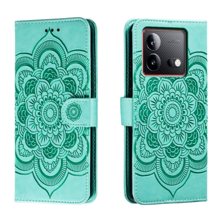 Sun Mandala Embossing Pattern Phone Leather Case, For vivo S17, For vivo S17e, For vivo iQOO Neo8, For vivo Y78, For vivo Y100 5G