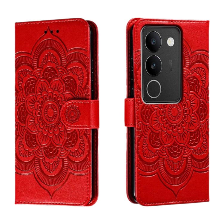 Sun Mandala Embossing Pattern Phone Leather Case, For vivo S17, For vivo S17e, For vivo iQOO Neo8, For vivo Y78, For vivo Y100 5G