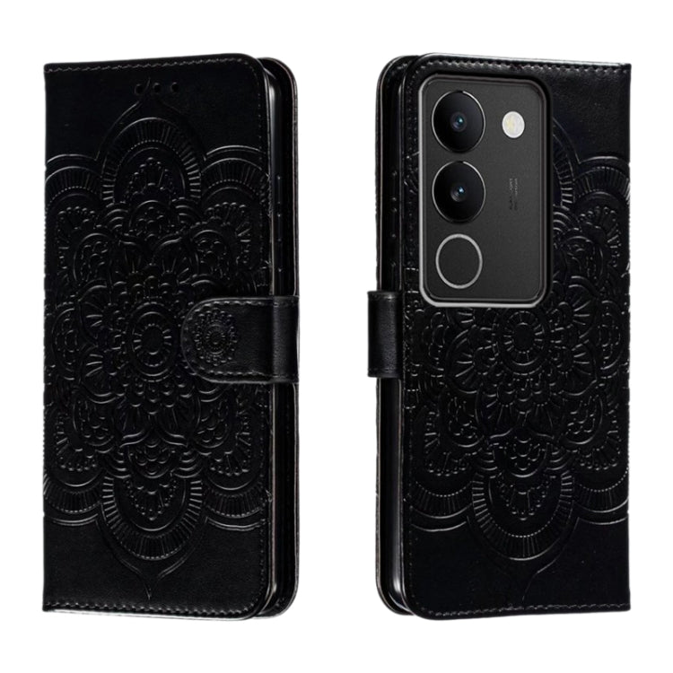 Sun Mandala Embossing Pattern Phone Leather Case, For vivo S17, For vivo S17e, For vivo iQOO Neo8, For vivo Y78, For vivo Y100 5G