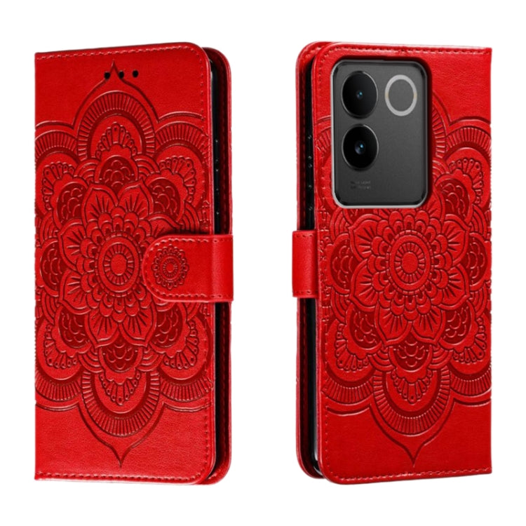 Sun Mandala Embossing Pattern Phone Leather Case, For vivo S17, For vivo S17e, For vivo iQOO Neo8, For vivo Y78, For vivo Y100 5G