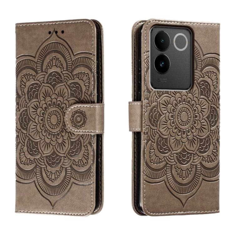 Sun Mandala Embossing Pattern Phone Leather Case, For vivo S17, For vivo S17e, For vivo iQOO Neo8, For vivo Y78, For vivo Y100 5G