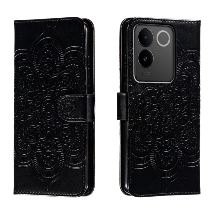 Sun Mandala Embossing Pattern Phone Leather Case, For vivo S17, For vivo S17e, For vivo iQOO Neo8, For vivo Y78, For vivo Y100 5G