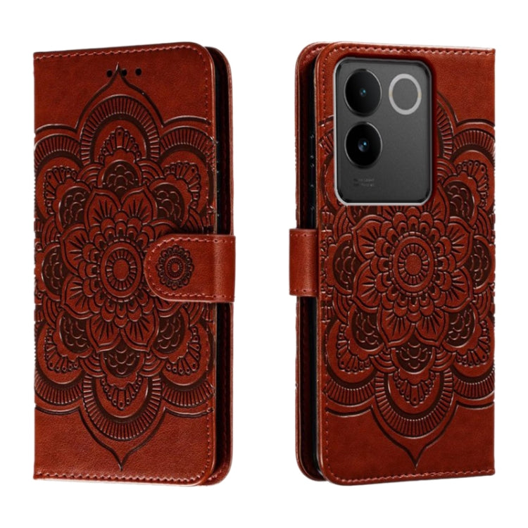 Sun Mandala Embossing Pattern Phone Leather Case, For vivo S17, For vivo S17e, For vivo iQOO Neo8, For vivo Y78, For vivo Y100 5G