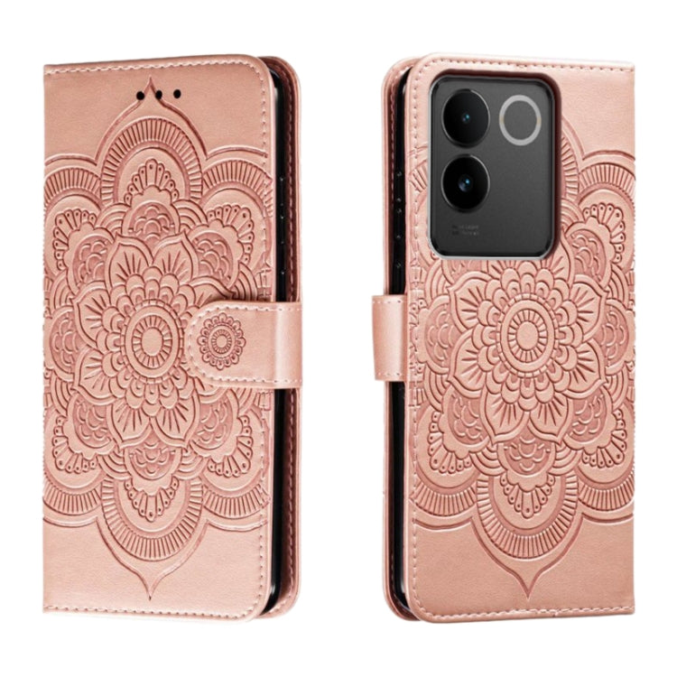 Sun Mandala Embossing Pattern Phone Leather Case, For vivo S17, For vivo S17e, For vivo iQOO Neo8, For vivo Y78, For vivo Y100 5G