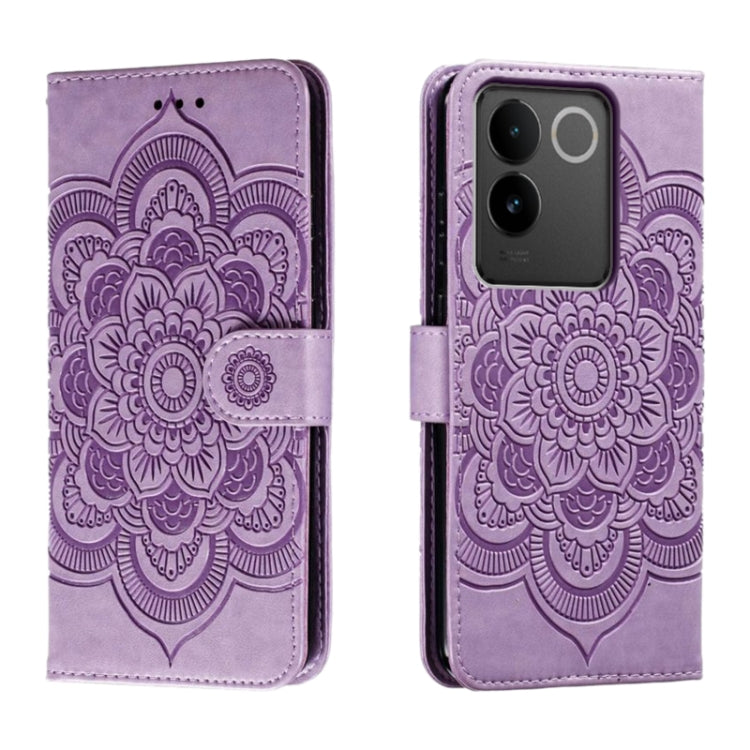Sun Mandala Embossing Pattern Phone Leather Case, For vivo S17, For vivo S17e, For vivo iQOO Neo8, For vivo Y78, For vivo Y100 5G