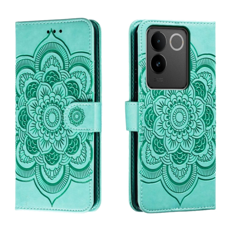 Sun Mandala Embossing Pattern Phone Leather Case, For vivo S17, For vivo S17e, For vivo iQOO Neo8, For vivo Y78, For vivo Y100 5G