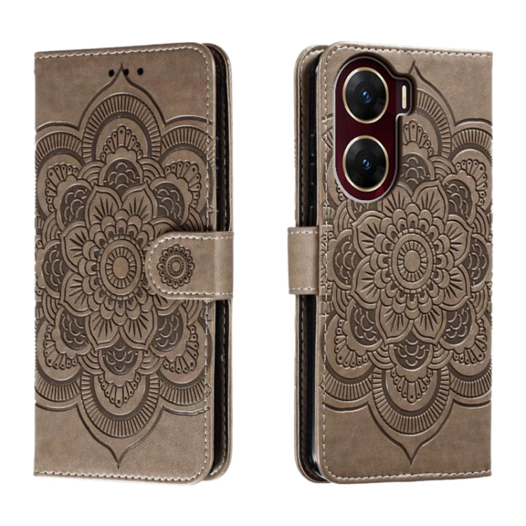 Sun Mandala Embossing Pattern Phone Leather Case, For vivo iQOO 12 Pro, For vivo iQOO 12, For vivo Y200 5G, For vivo Y17S, For vivo V29e, For vivo Y35M+