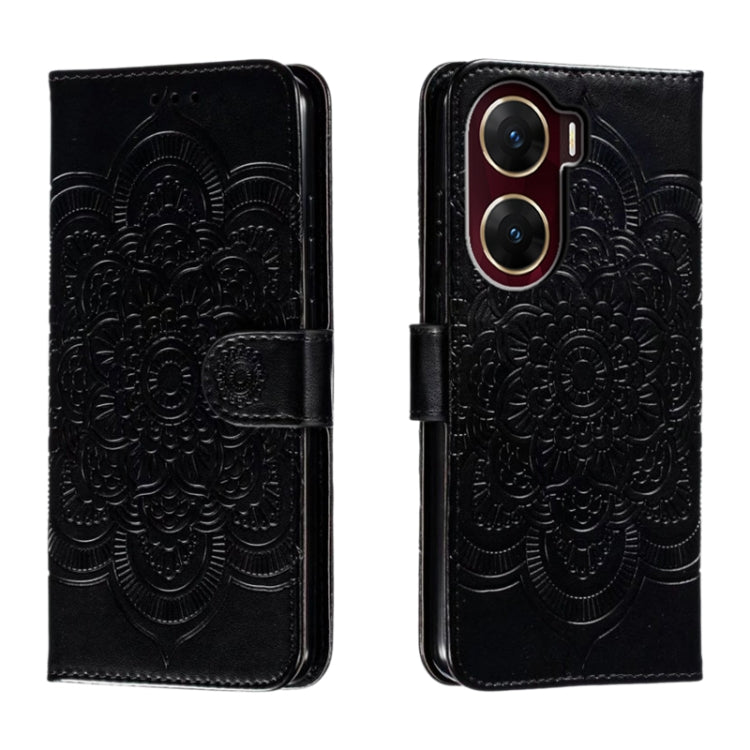 Sun Mandala Embossing Pattern Phone Leather Case, For vivo iQOO 12 Pro, For vivo iQOO 12, For vivo Y200 5G, For vivo Y17S, For vivo V29e, For vivo Y35M+