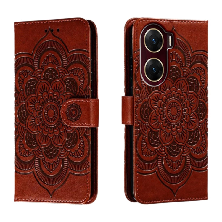 Sun Mandala Embossing Pattern Phone Leather Case, For vivo iQOO 12 Pro, For vivo iQOO 12, For vivo Y200 5G, For vivo Y17S, For vivo V29e, For vivo Y35M+