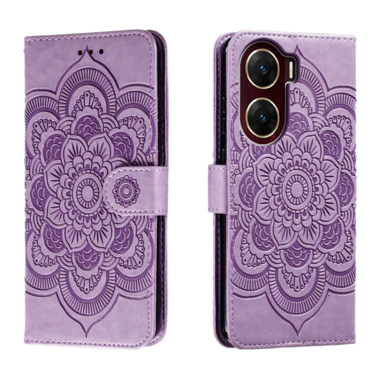 Sun Mandala Embossing Pattern Phone Leather Case, For vivo iQOO 12 Pro, For vivo iQOO 12, For vivo Y200 5G, For vivo Y17S, For vivo V29e, For vivo Y35M+