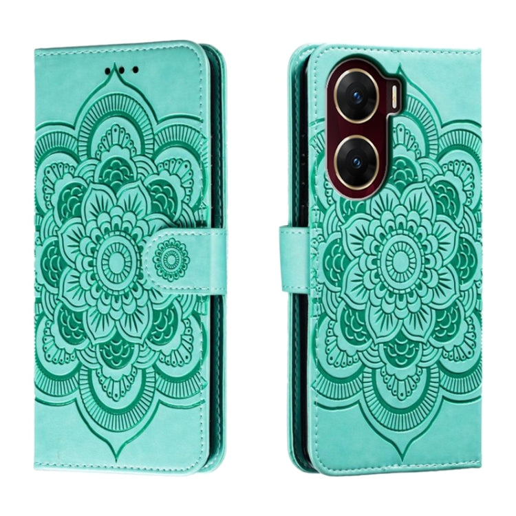 Sun Mandala Embossing Pattern Phone Leather Case, For vivo iQOO 12 Pro, For vivo iQOO 12, For vivo Y200 5G, For vivo Y17S, For vivo V29e, For vivo Y35M+