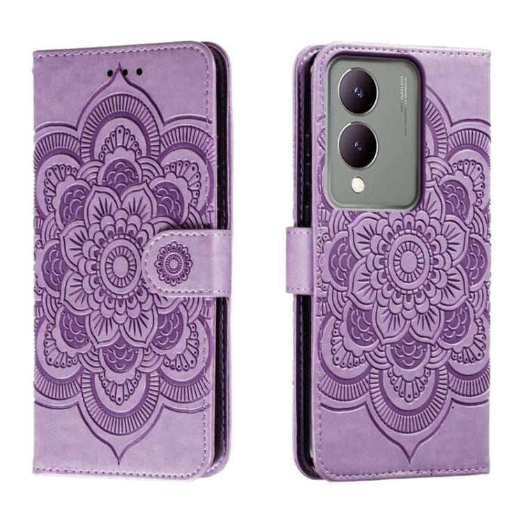Sun Mandala Embossing Pattern Phone Leather Case, For vivo iQOO 12 Pro, For vivo iQOO 12, For vivo Y200 5G, For vivo Y17S, For vivo V29e, For vivo Y35M+