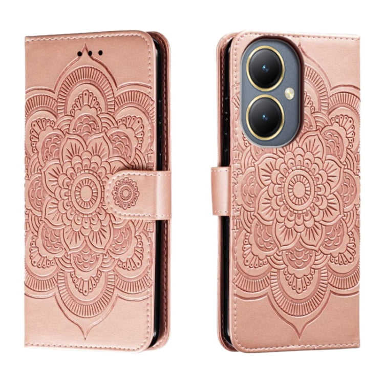 Sun Mandala Embossing Pattern Phone Leather Case, For vivo iQOO 12 Pro, For vivo iQOO 12, For vivo Y200 5G, For vivo Y17S, For vivo V29e, For vivo Y35M+