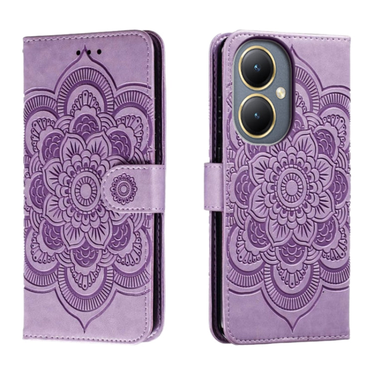 Sun Mandala Embossing Pattern Phone Leather Case, For vivo iQOO 12 Pro, For vivo iQOO 12, For vivo Y200 5G, For vivo Y17S, For vivo V29e, For vivo Y35M+