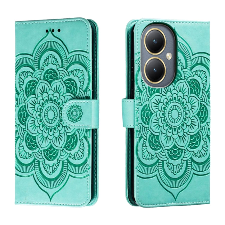 Sun Mandala Embossing Pattern Phone Leather Case, For vivo iQOO 12 Pro, For vivo iQOO 12, For vivo Y200 5G, For vivo Y17S, For vivo V29e, For vivo Y35M+