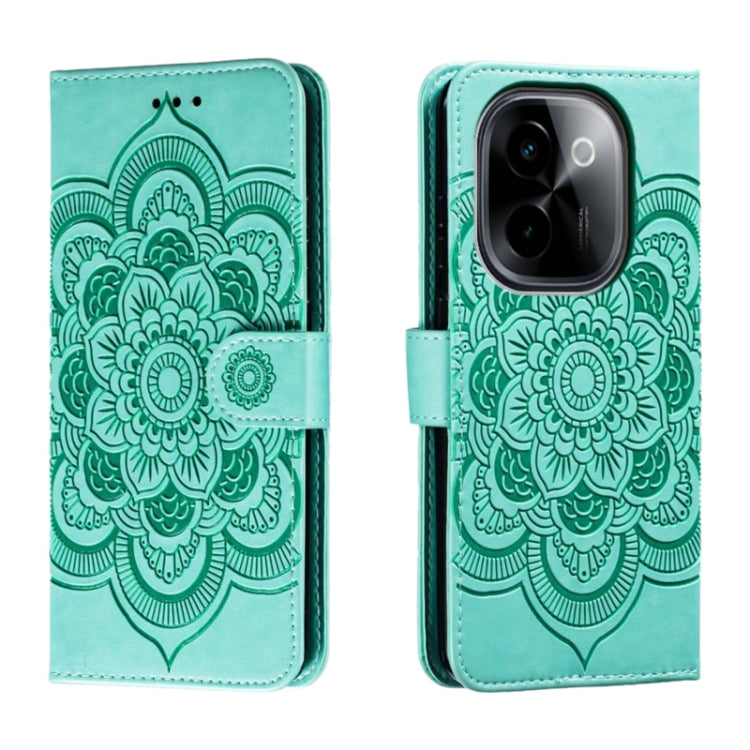 Sun Mandala Embossing Pattern Phone Leather Case, For vivo iQOO 12 Pro, For vivo iQOO 12, For vivo Y200 5G, For vivo Y17S, For vivo V29e, For vivo Y35M+