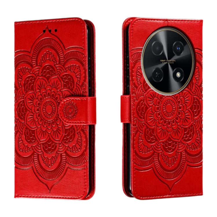 Sun Mandala Embossing Pattern Phone Leather Case, For Huawei Enjoy 70 Pro, For Huawei Enjoy 70, For Huawei Nova 12 Pro, For Huawei Nova 12