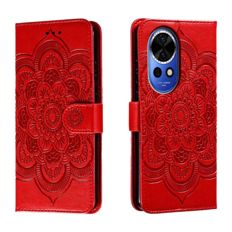 Sun Mandala Embossing Pattern Phone Leather Case, For Huawei Enjoy 70 Pro, For Huawei Enjoy 70, For Huawei Nova 12 Pro, For Huawei Nova 12