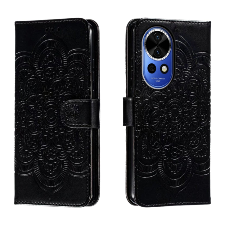 Sun Mandala Embossing Pattern Phone Leather Case, For Huawei Enjoy 70 Pro, For Huawei Enjoy 70, For Huawei Nova 12 Pro, For Huawei Nova 12