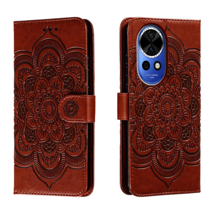 Sun Mandala Embossing Pattern Phone Leather Case, For Huawei Enjoy 70 Pro, For Huawei Enjoy 70, For Huawei Nova 12 Pro, For Huawei Nova 12