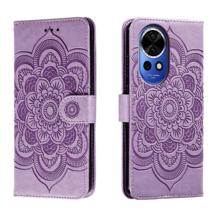 Sun Mandala Embossing Pattern Phone Leather Case, For Huawei Enjoy 70 Pro, For Huawei Enjoy 70, For Huawei Nova 12 Pro, For Huawei Nova 12