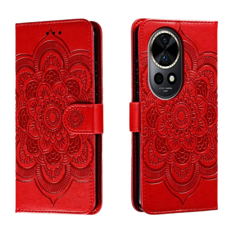Sun Mandala Embossing Pattern Phone Leather Case, For Huawei Enjoy 70 Pro, For Huawei Enjoy 70, For Huawei Nova 12 Pro, For Huawei Nova 12