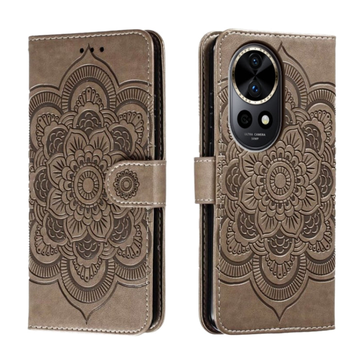 Sun Mandala Embossing Pattern Phone Leather Case, For Huawei Enjoy 70 Pro, For Huawei Enjoy 70, For Huawei Nova 12 Pro, For Huawei Nova 12
